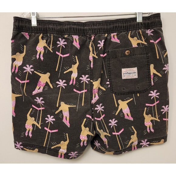 Party Pants Board Shorts Skating Sloths Black Unique Multicolor Mens XL EUC - Picture 5 of 14